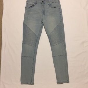 Skinny Light Wash Moto Jeans